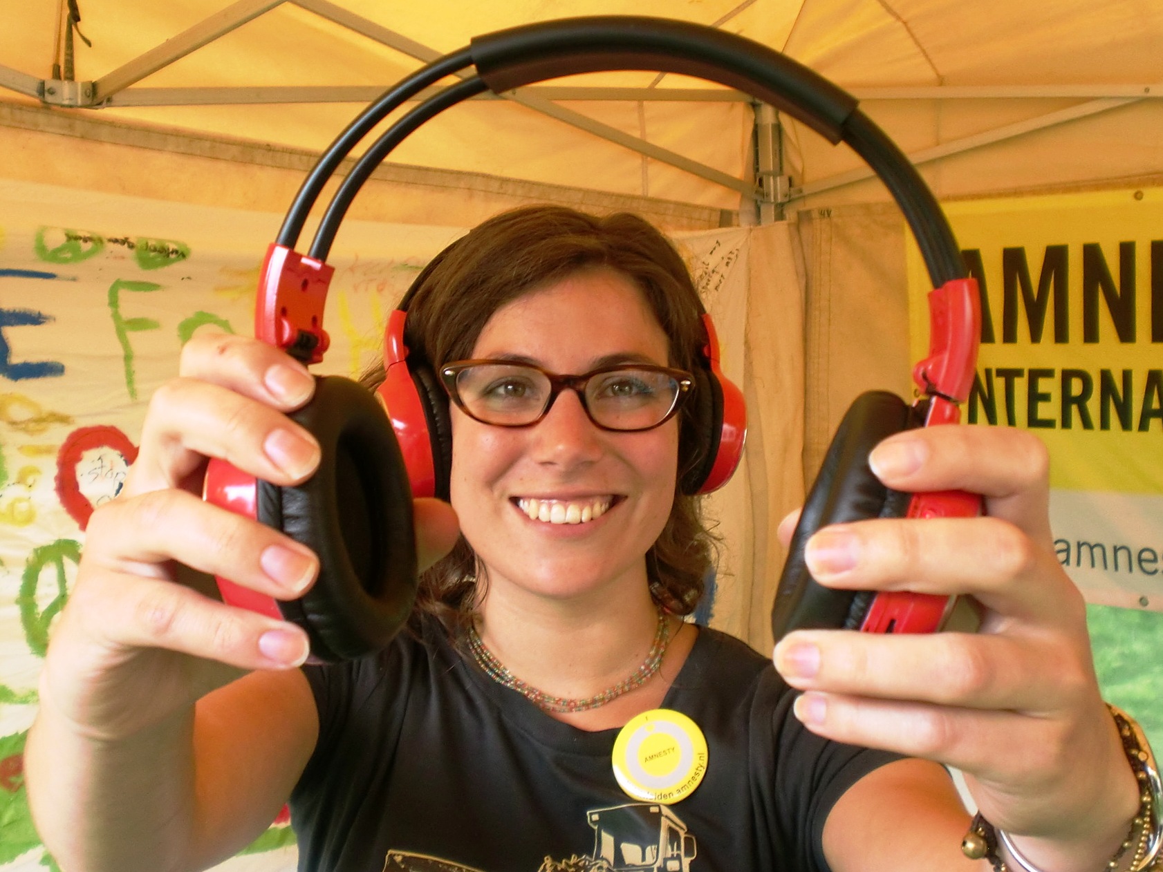 Amnesty-vrijwilliger Floor Helwig stond aan het hoofd van het 'Silent Disco'-team